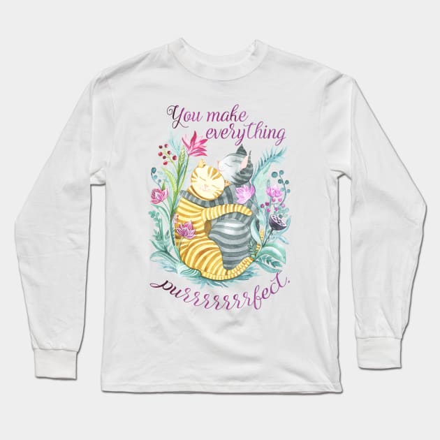 You Make Everything Purrrfect Long Sleeve T-Shirt by eviebookish